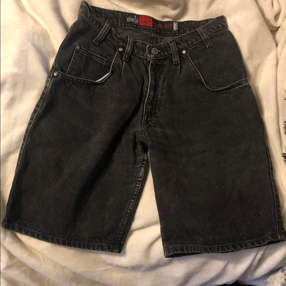 Vintage Levis SilverTab Loose Shorts Mens 30 Black Denim Jorts Baggy 90s